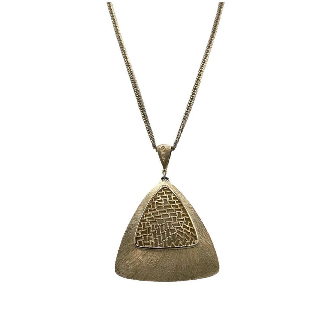 Vintage big boho triangle pendant.